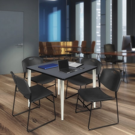 Regency Kahlo Square Table & Chair Sets, 42 W, 42 L, 29 H, Wood, Metal, Polypropylene Top, Grey TPL4242GYCM44BK